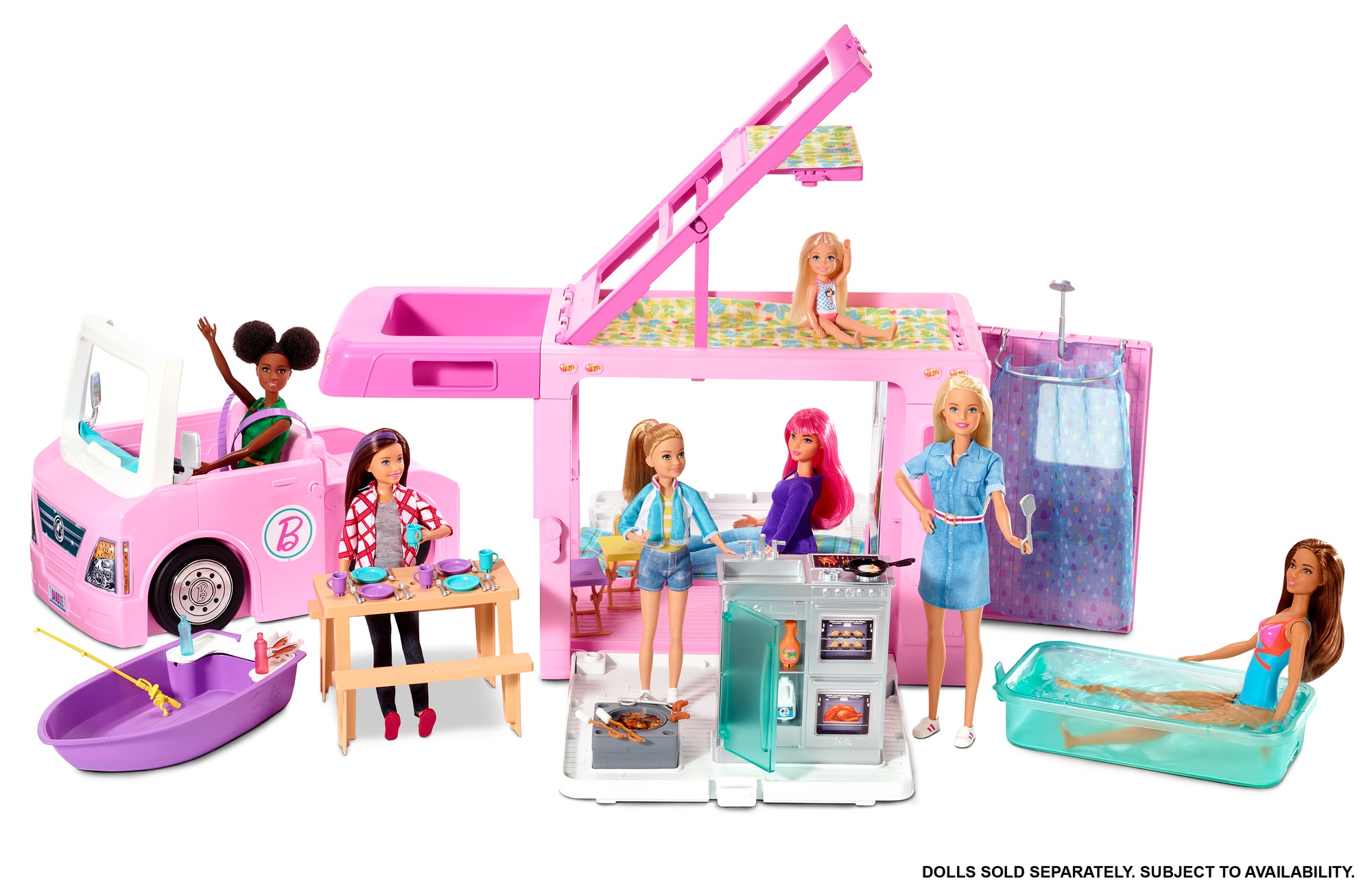 caravana barbie con piscina